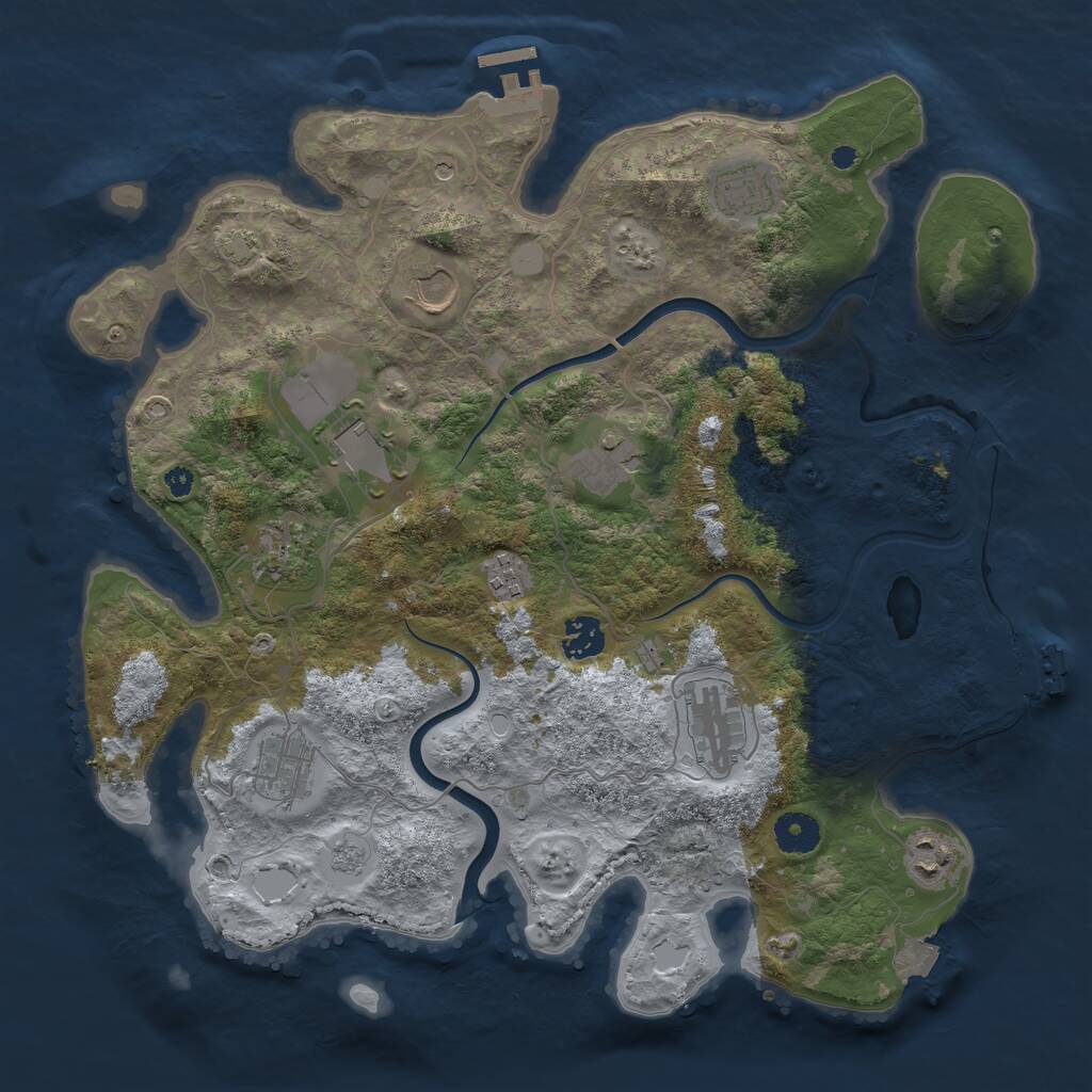 Rust Map: Procedural Map, Size: 3750, Seed: 2117213762, 16 Monuments