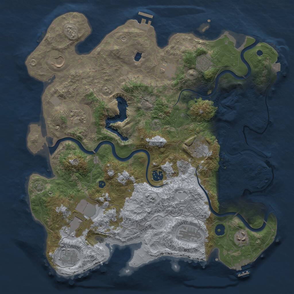 Rust Map: Procedural Map, Size: 4000, Seed: 1080128199, 17 Monuments