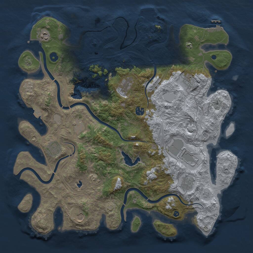Rust Map: Procedural Map, Size: 4250, Seed: 291642337, 16 Monuments