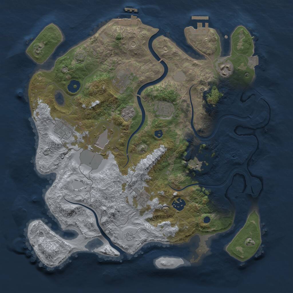 Rust Map: Procedural Map, Size: 3500, Seed: 322649094, 15 Monuments