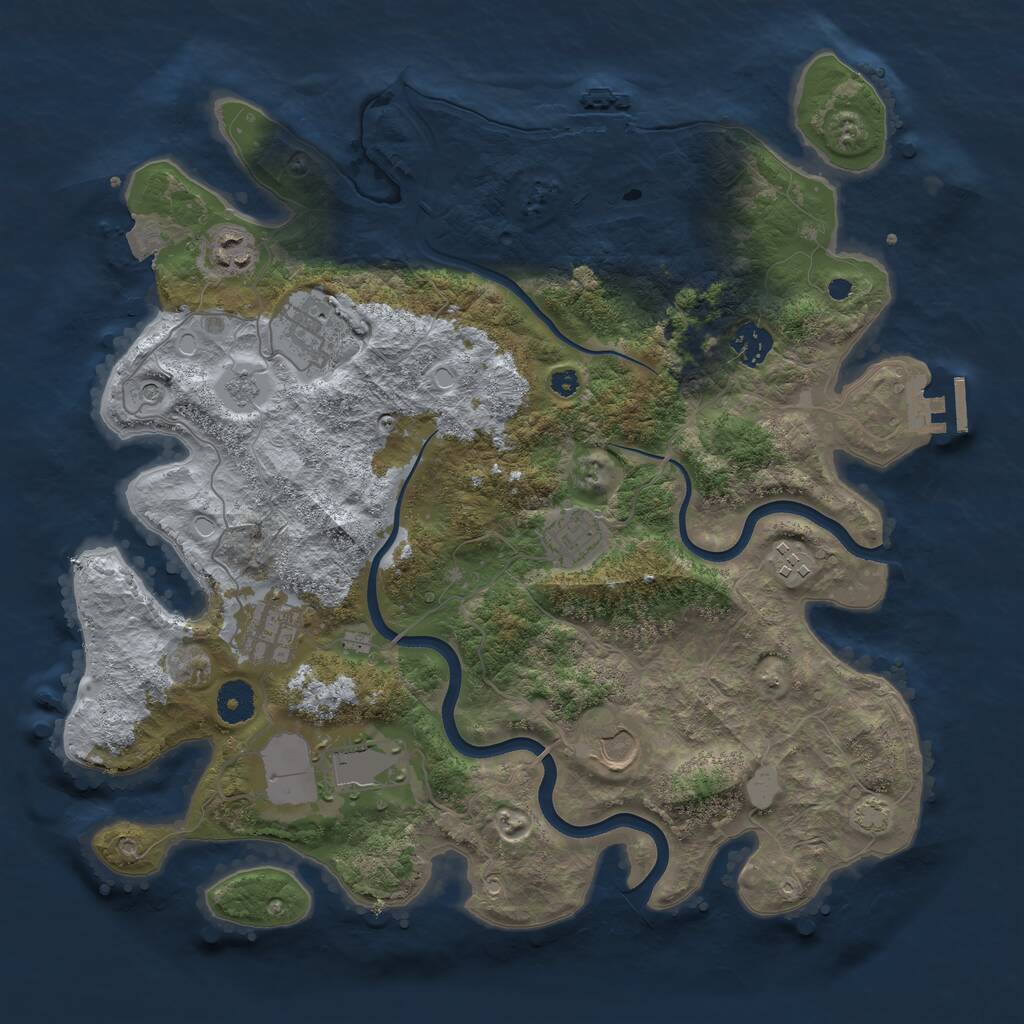 Rust Map: Procedural Map, Size: 3750, Seed: 1880313487, 14 Monuments
