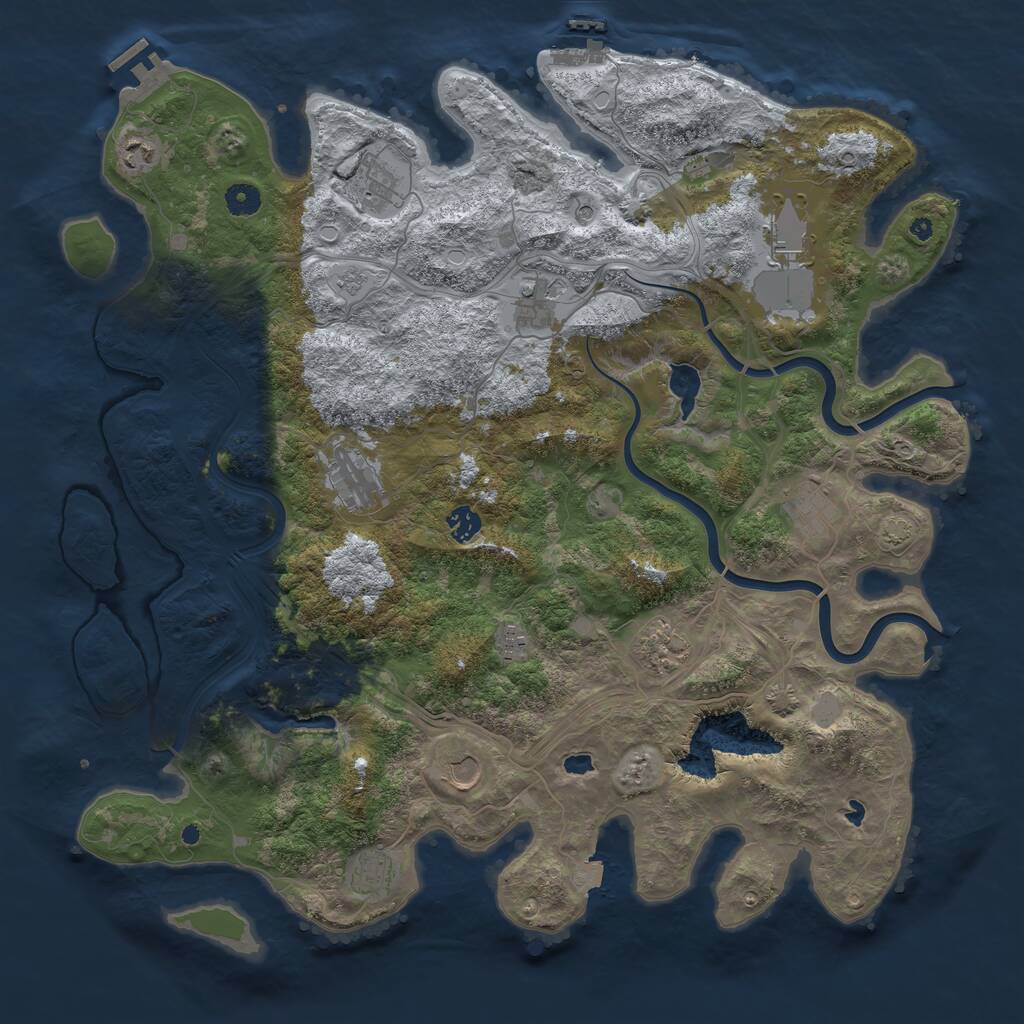 Rust Map: Procedural Map, Size: 4500, Seed: 1956805550, 17 Monuments