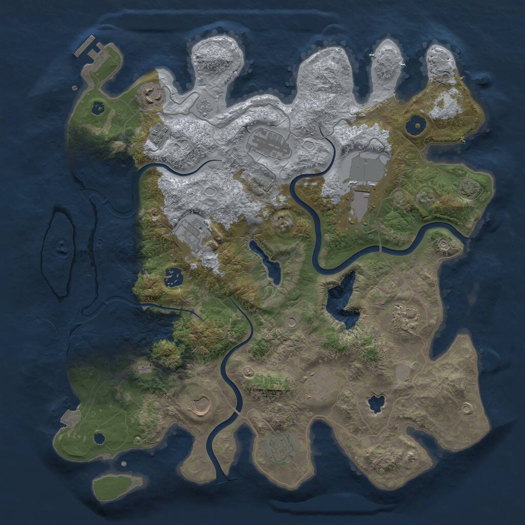 Rust Map: Procedural Map, Size: 4000, Seed: 1229305923, 15 Monuments