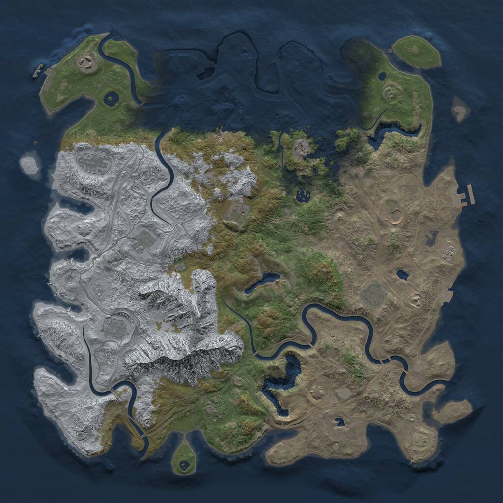 Rust Map: Procedural Map, Size: 5000, Seed: 1714958615, 16 Monuments