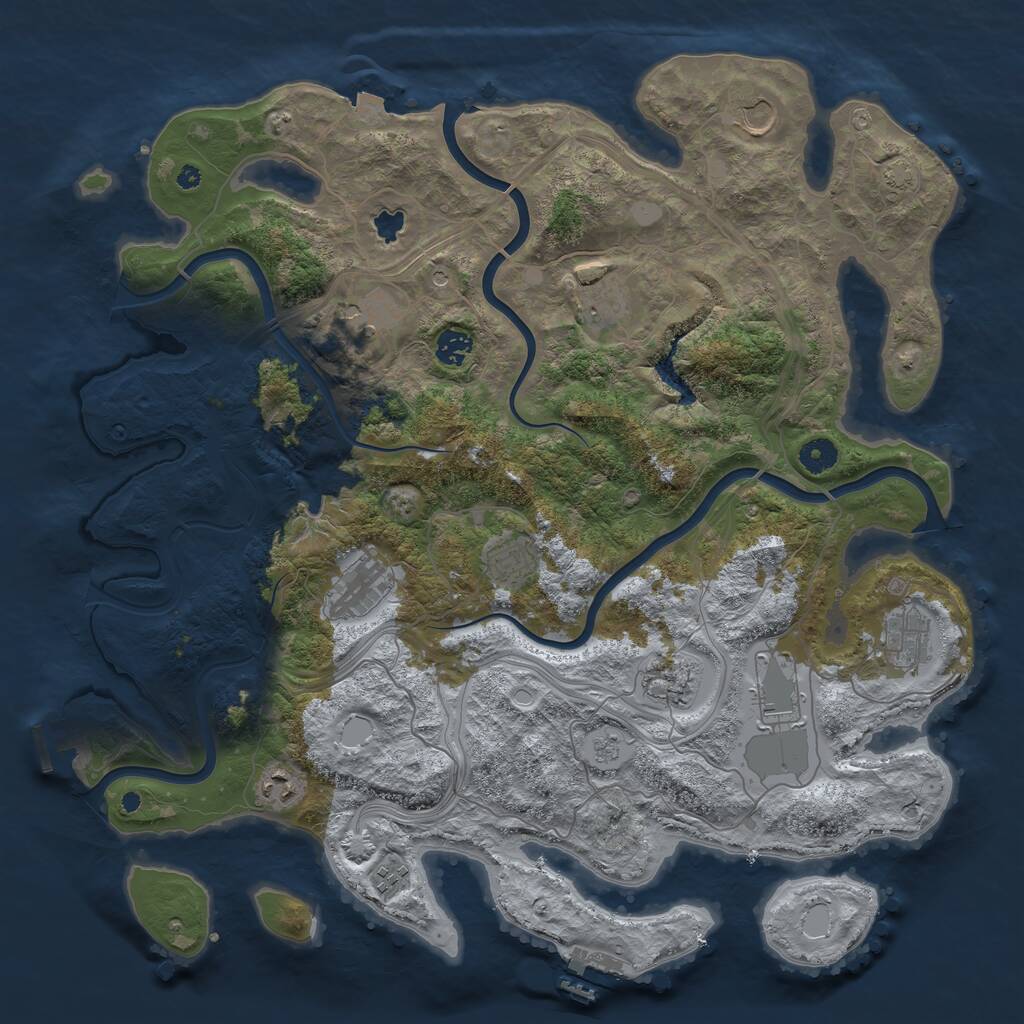 Rust Map: Procedural Map, Size: 4300, Seed: 1385996634, 17 Monuments