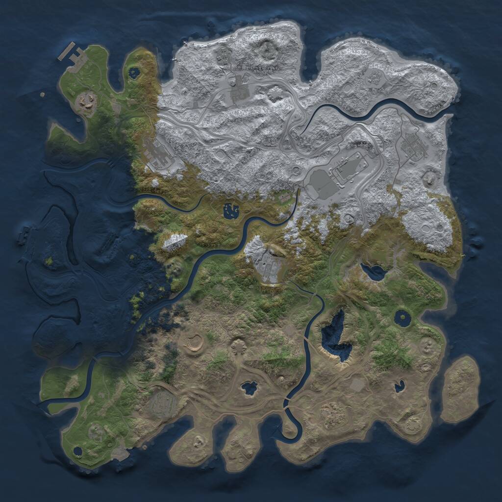Rust Map: Procedural Map, Size: 4500, Seed: 1288875059, 17 Monuments