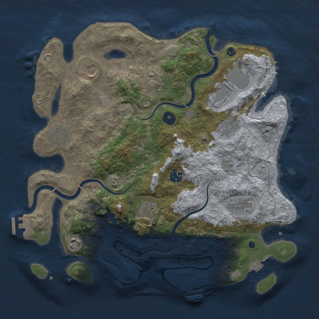 Rust Map: Procedural Map, Size: 3750, Seed: 956316595, 16 Monuments