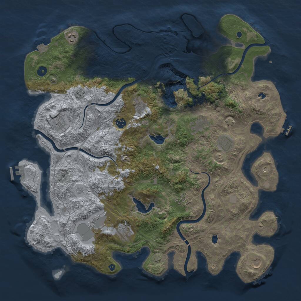 Rust Map: Procedural Map, Size: 4500, Seed: 343418732, 17 Monuments
