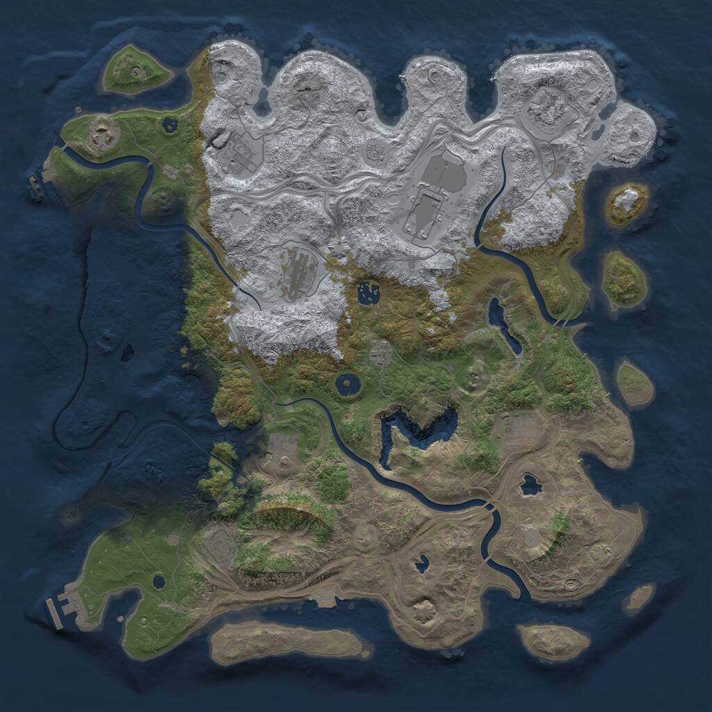 Rust Map: Procedural Map, Size: 4500, Seed: 878549812, 16 Monuments