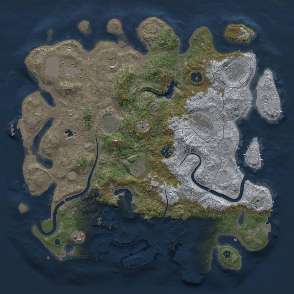 Rust Map: Procedural Map, Size: 4000, Seed: 1945476900, 15 Monuments