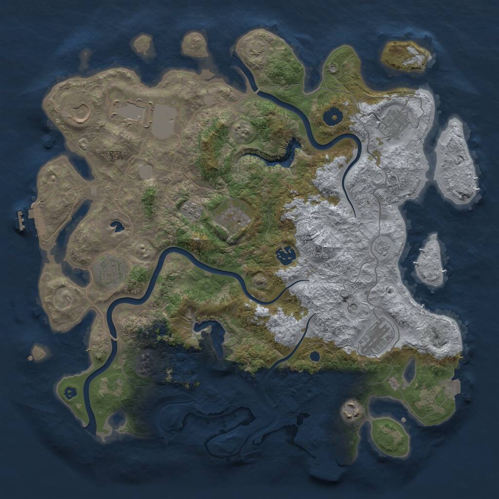 Rust Map: Procedural Map, Size: 4000, Seed: 1945476900, 15 Monuments