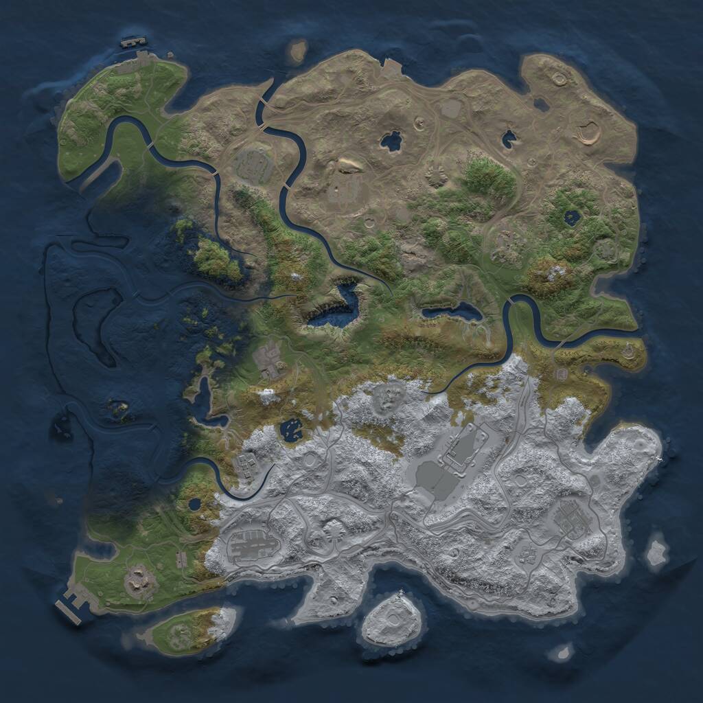Rust Map: Procedural Map, Size: 4500, Seed: 919415250, 17 Monuments