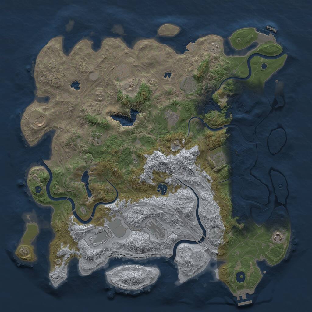 Rust Map: Procedural Map, Size: 4500, Seed: 143850434, 17 Monuments