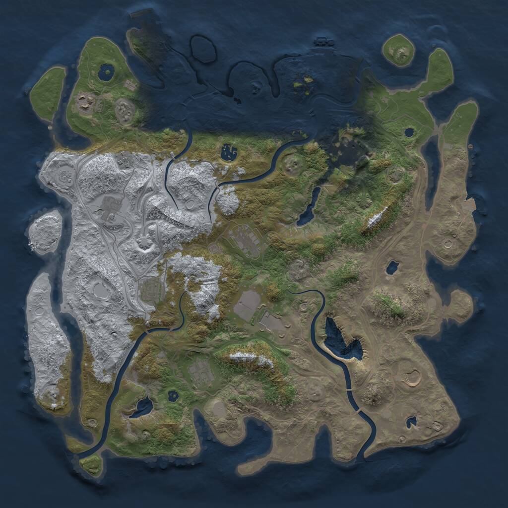 Rust Map: Procedural Map, Size: 4500, Seed: 986096333, 16 Monuments