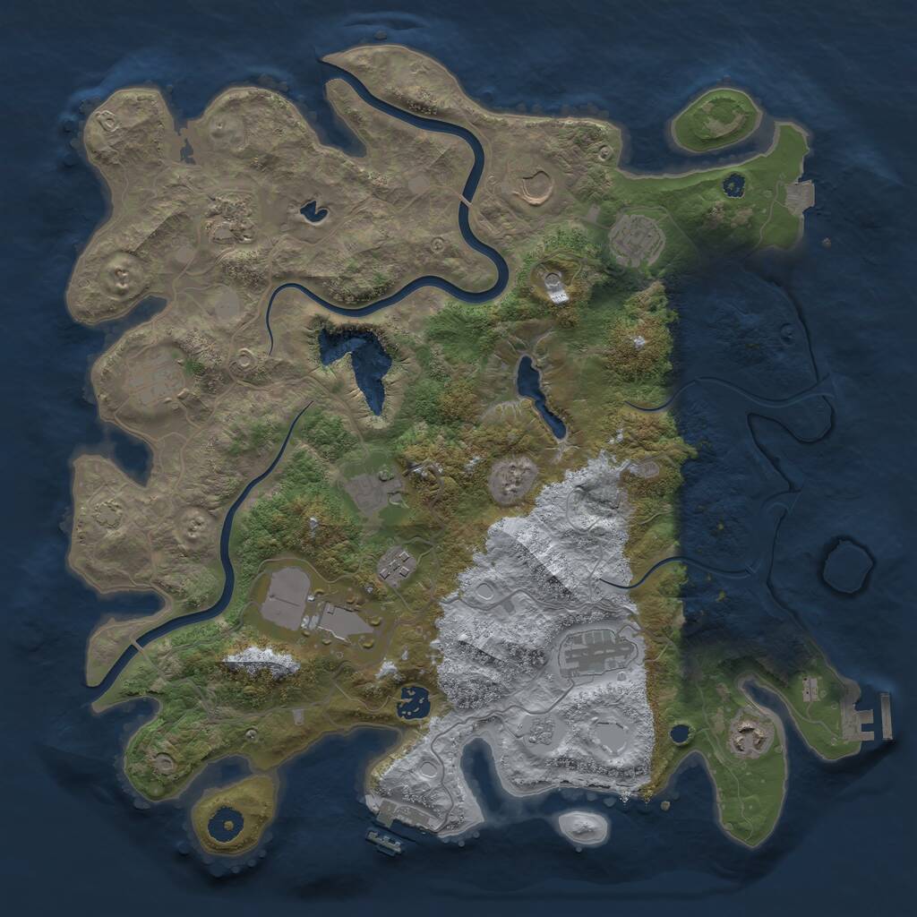 Rust Map: Procedural Map, Size: 4000, Seed: 97125, 16 Monuments