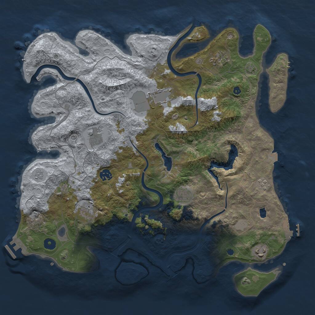 Rust Map: Procedural Map, Size: 4000, Seed: 2070915629, 14 Monuments