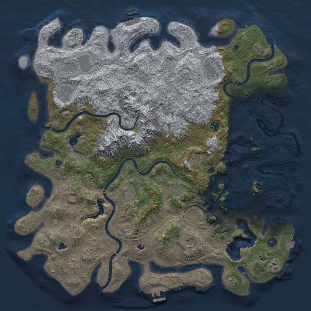 Rust Map: Procedural Map, Size: 5000, Seed: 1464228514, 17 Monuments