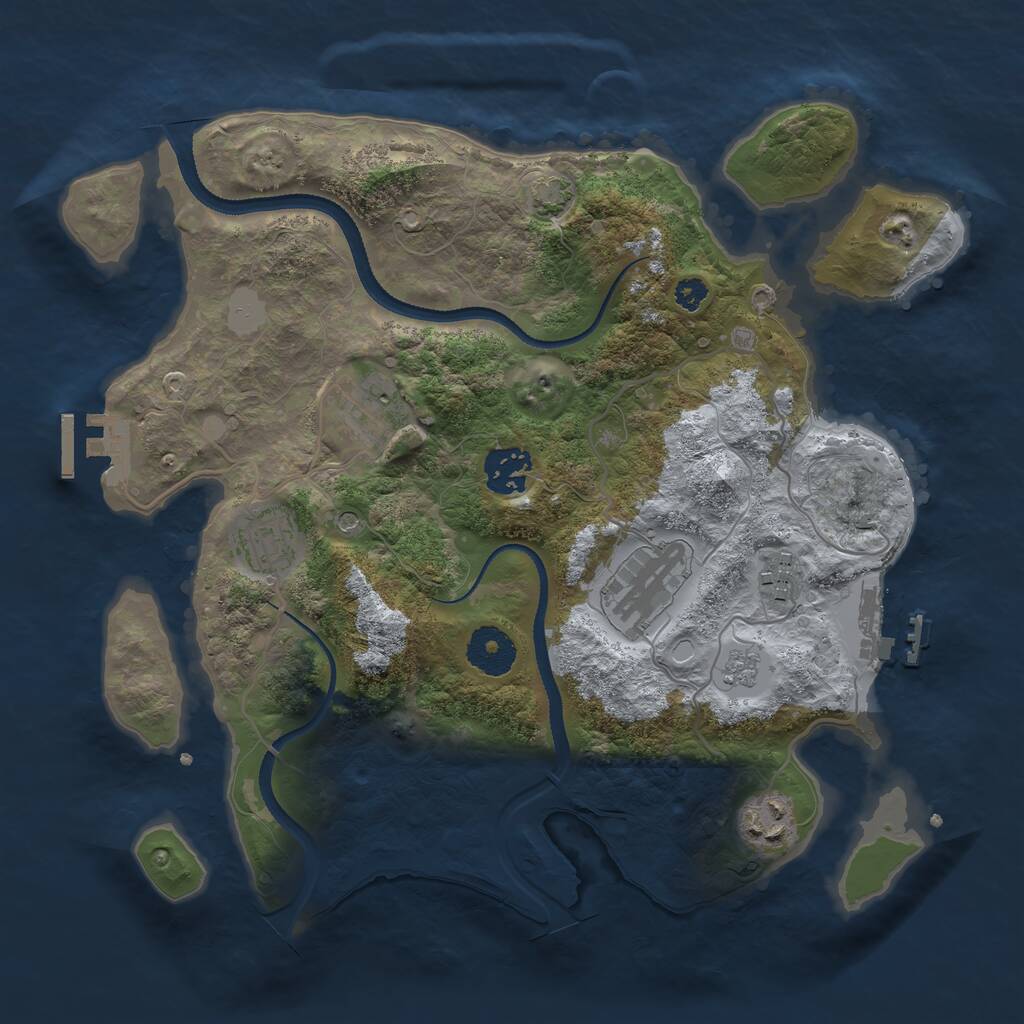 Rust Map: Procedural Map, Size: 3200, Seed: 27272, 12 Monuments