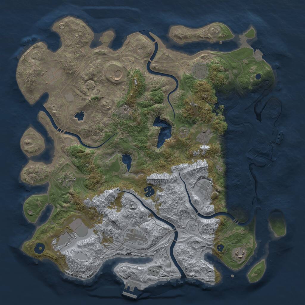 Rust Map: Procedural Map, Size: 4250, Seed: 1280376670, 17 Monuments
