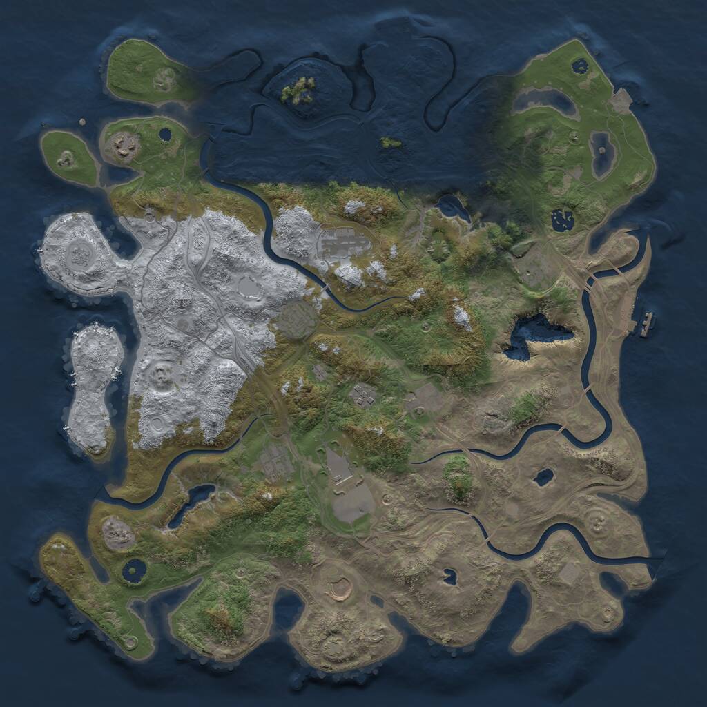 Rust Map: Procedural Map, Size: 4500, Seed: 4703, 16 Monuments