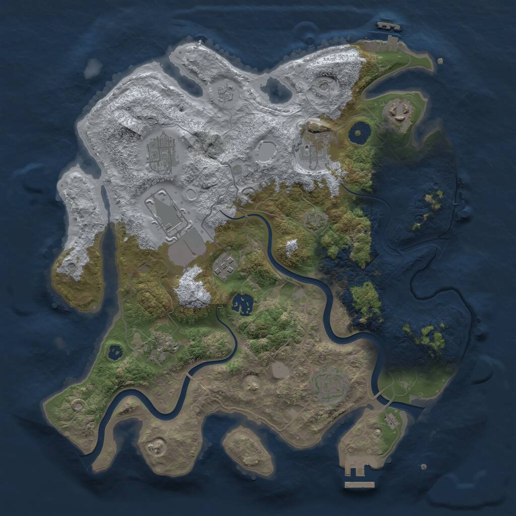Rust Map: Procedural Map, Size: 3500, Seed: 1865831598, 14 Monuments