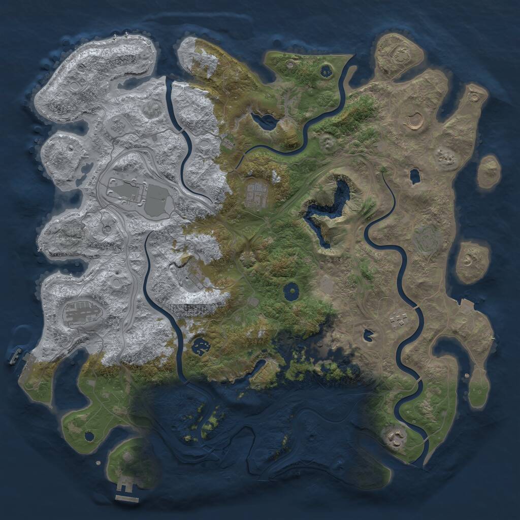 Rust Map: Procedural Map, Size: 4500, Seed: 923183695, 16 Monuments