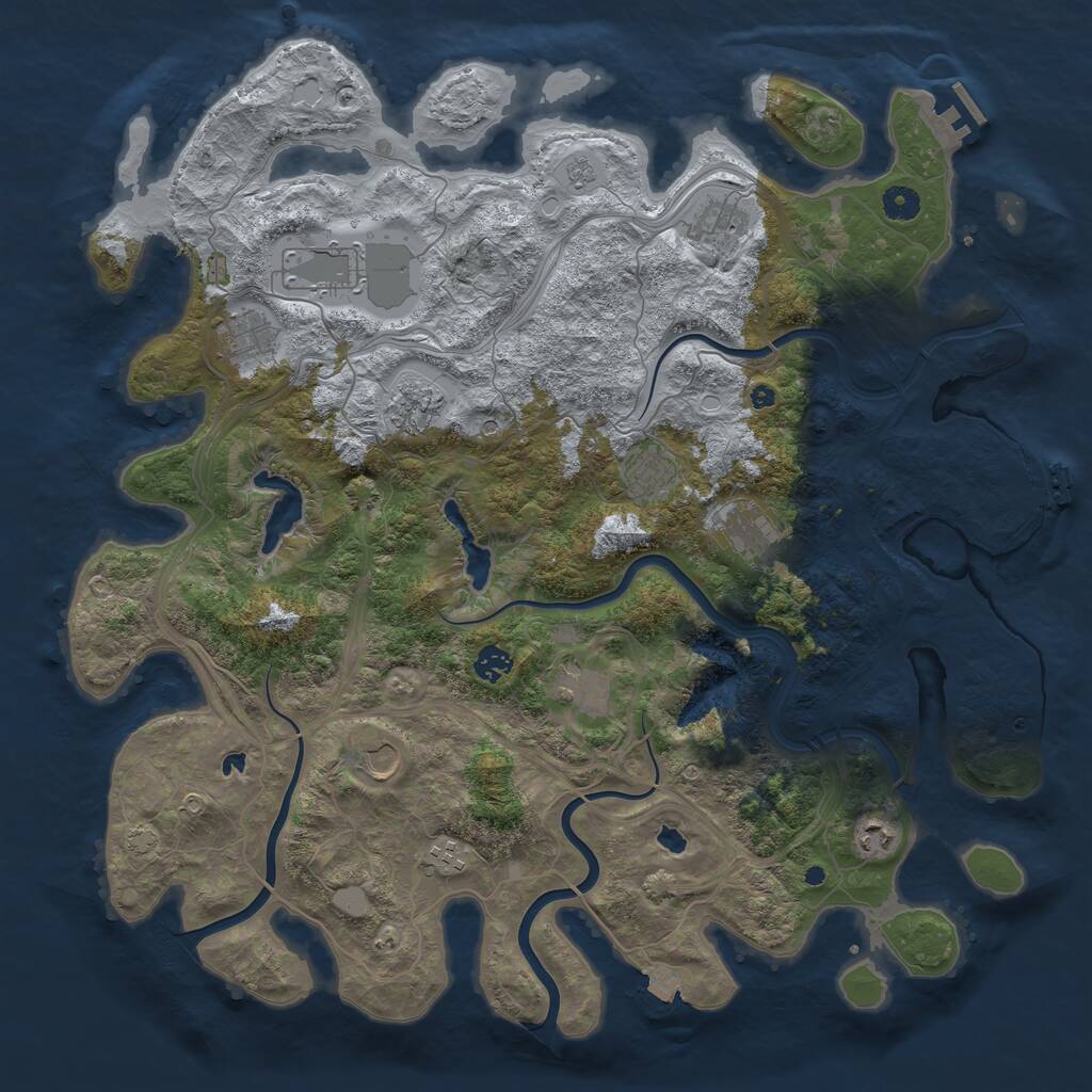 Rust Map: Procedural Map, Size: 4500, Seed: 2065133230, 17 Monuments