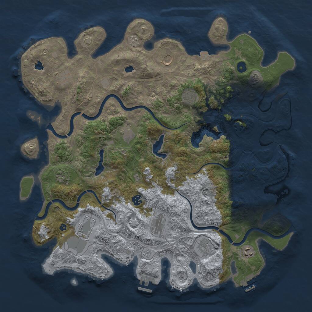 Rust Map: Procedural Map, Size: 4500, Seed: 927829246, 17 Monuments