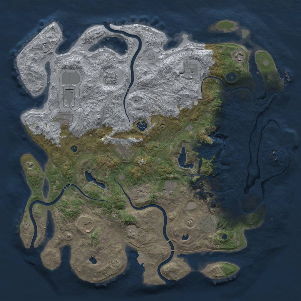 Rust Map: Procedural Map, Size: 4500, Seed: 1106095610, 17 Monuments