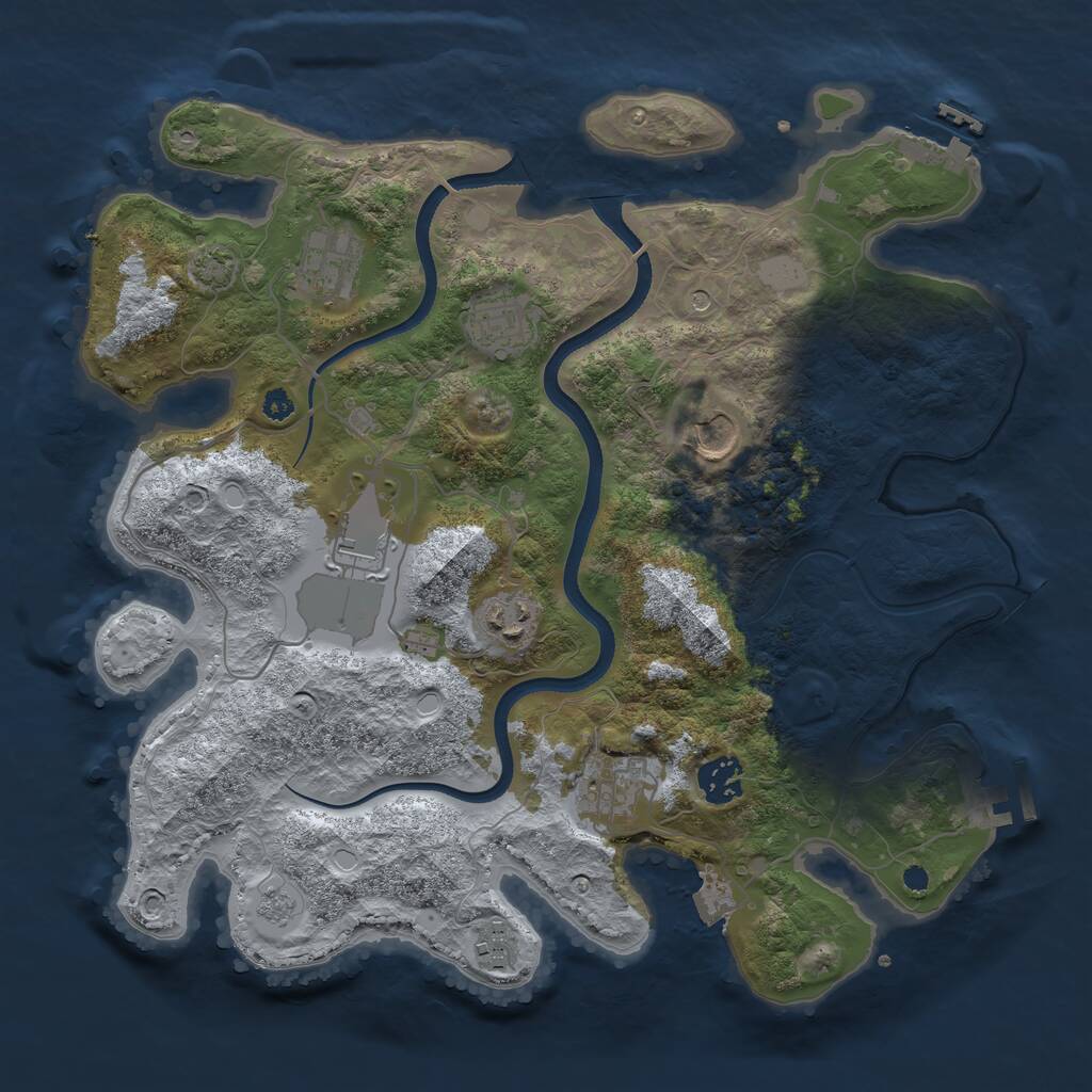 Rust Map: Procedural Map, Size: 3500, Seed: 1739863644, 14 Monuments