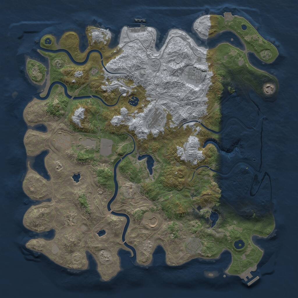 Rust Map: Procedural Map, Size: 4500, Seed: 282150776, 16 Monuments