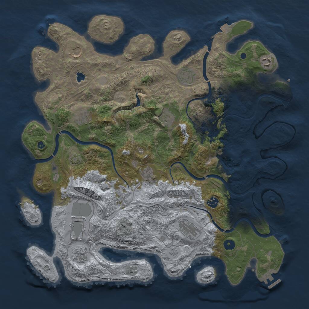 Rust Map: Procedural Map, Size: 4250, Seed: 51294, 16 Monuments