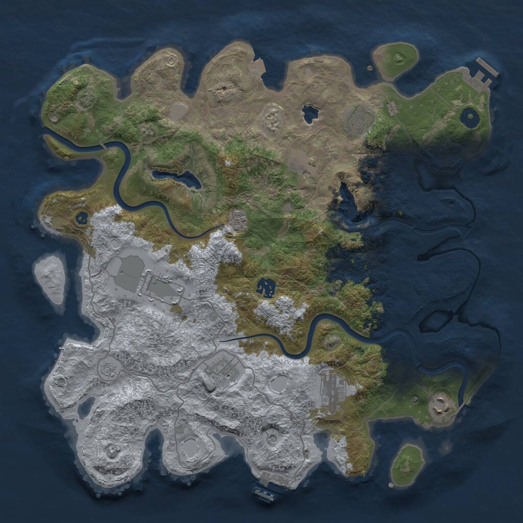 Rust Map: Procedural Map, Size: 4000, Seed: 45680, 14 Monuments