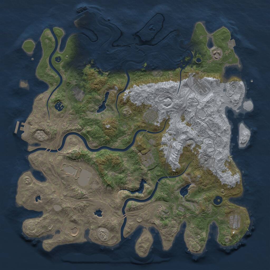 Rust Map: Procedural Map, Size: 4500, Seed: 967188481, 17 Monuments