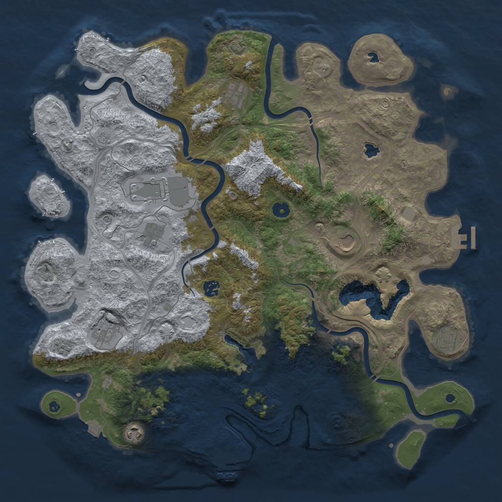 Rust Map: Procedural Map, Size: 4500, Seed: 1042249867, 15 Monuments