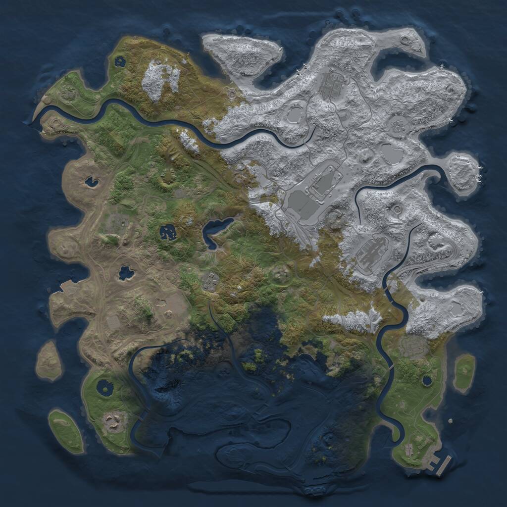 Rust Map: Procedural Map, Size: 4500, Seed: 658567633, 16 Monuments