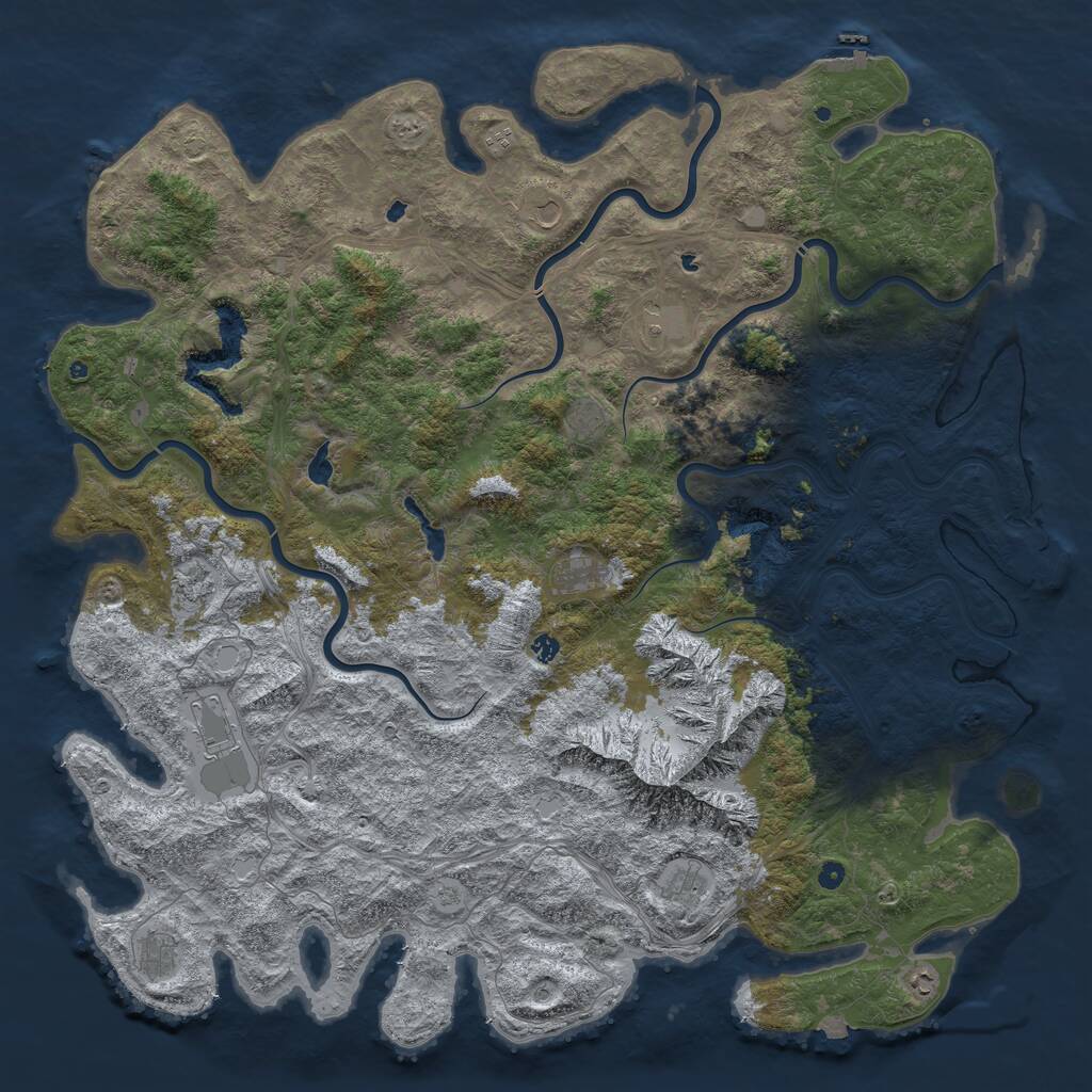 Rust Map: Procedural Map, Size: 6000, Seed: 236736487, 17 Monuments