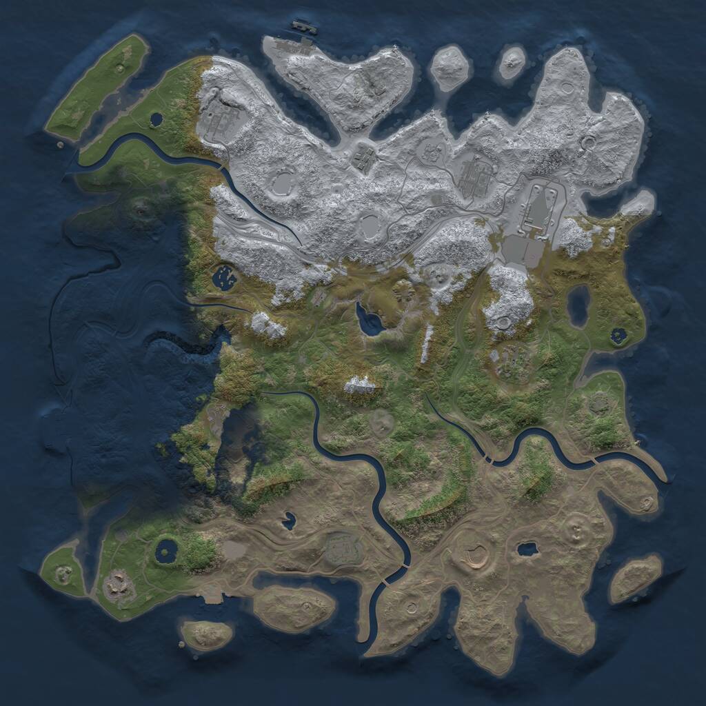 Rust Map: Procedural Map, Size: 4500, Seed: 506684462, 16 Monuments