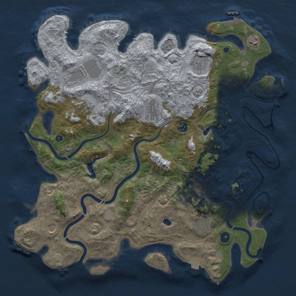 Rust Map: Procedural Map, Size: 4300, Seed: 850021407, 16 Monuments