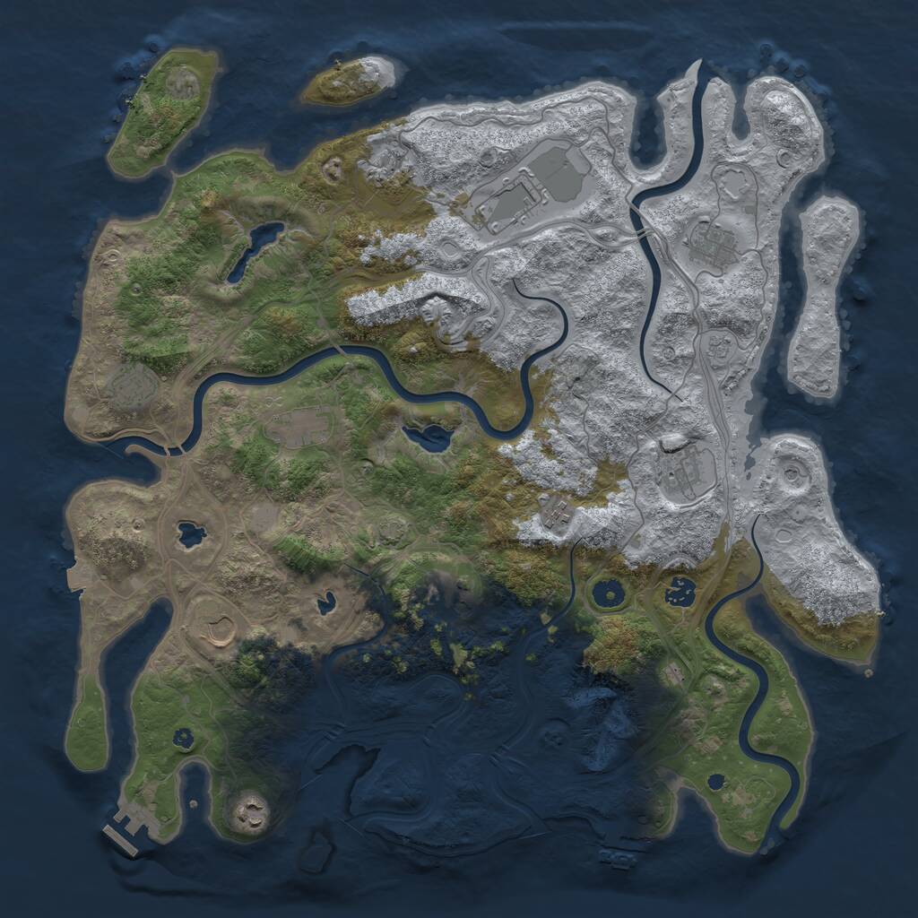 Rust Map: Procedural Map, Size: 4500, Seed: 849026727, 17 Monuments