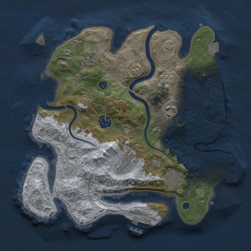 Rust Map: Procedural Map, Size: 3000, Seed: 1828902005, 12 Monuments