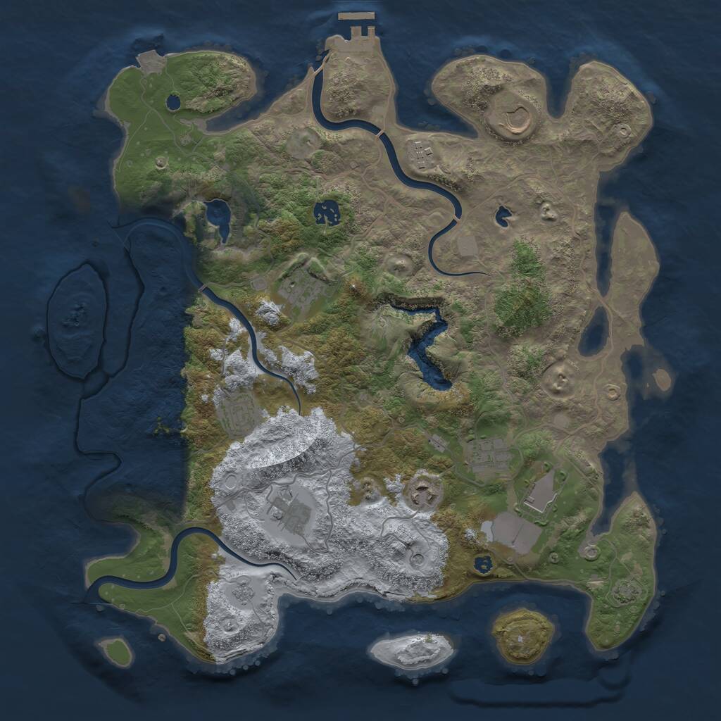 Rust Map: Procedural Map, Size: 4000, Seed: 1113840106, 14 Monuments