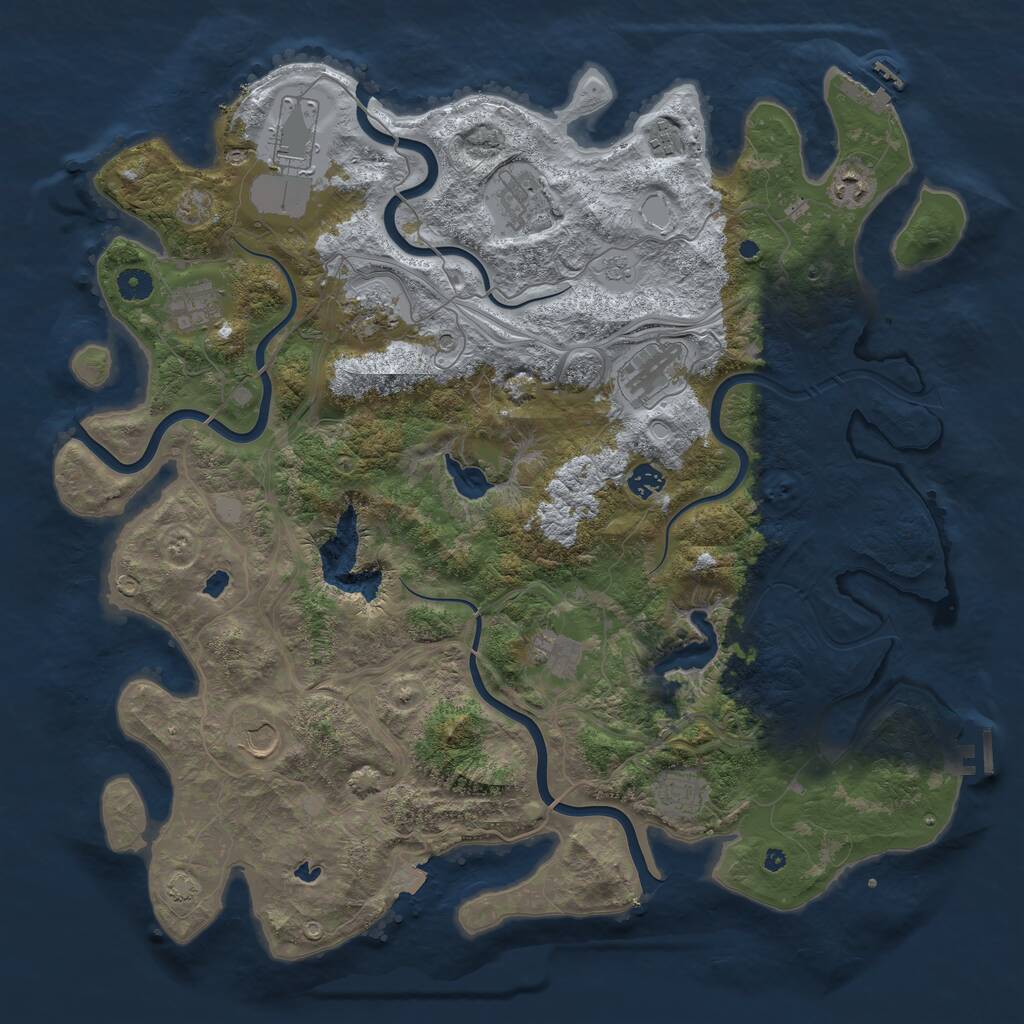 Rust Map: Procedural Map, Size: 4500, Seed: 1061062054, 17 Monuments