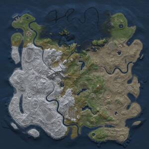 Thumbnail Rust Map: Procedural Map, Size: 5000, Seed: 43552, 16 Monuments