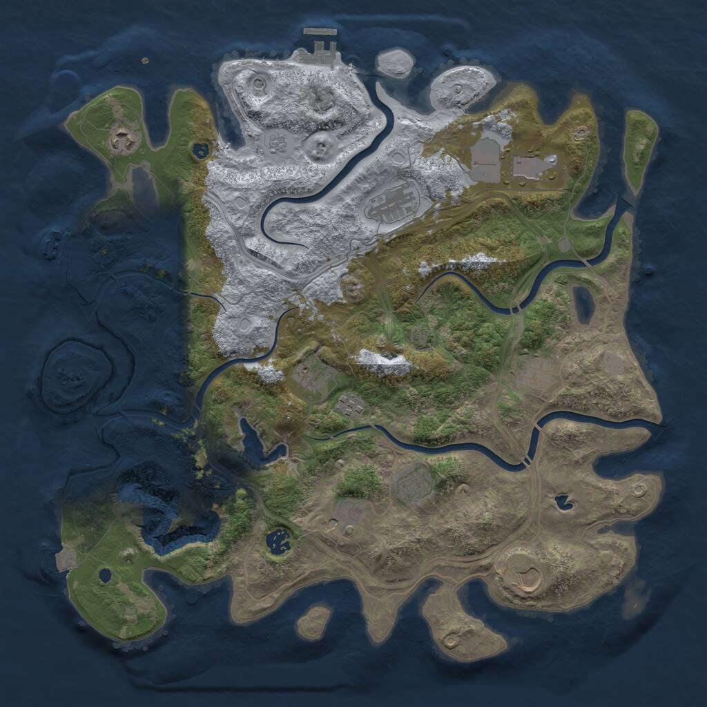 Rust Map: Procedural Map, Size: 4250, Seed: 913882701, 16 Monuments