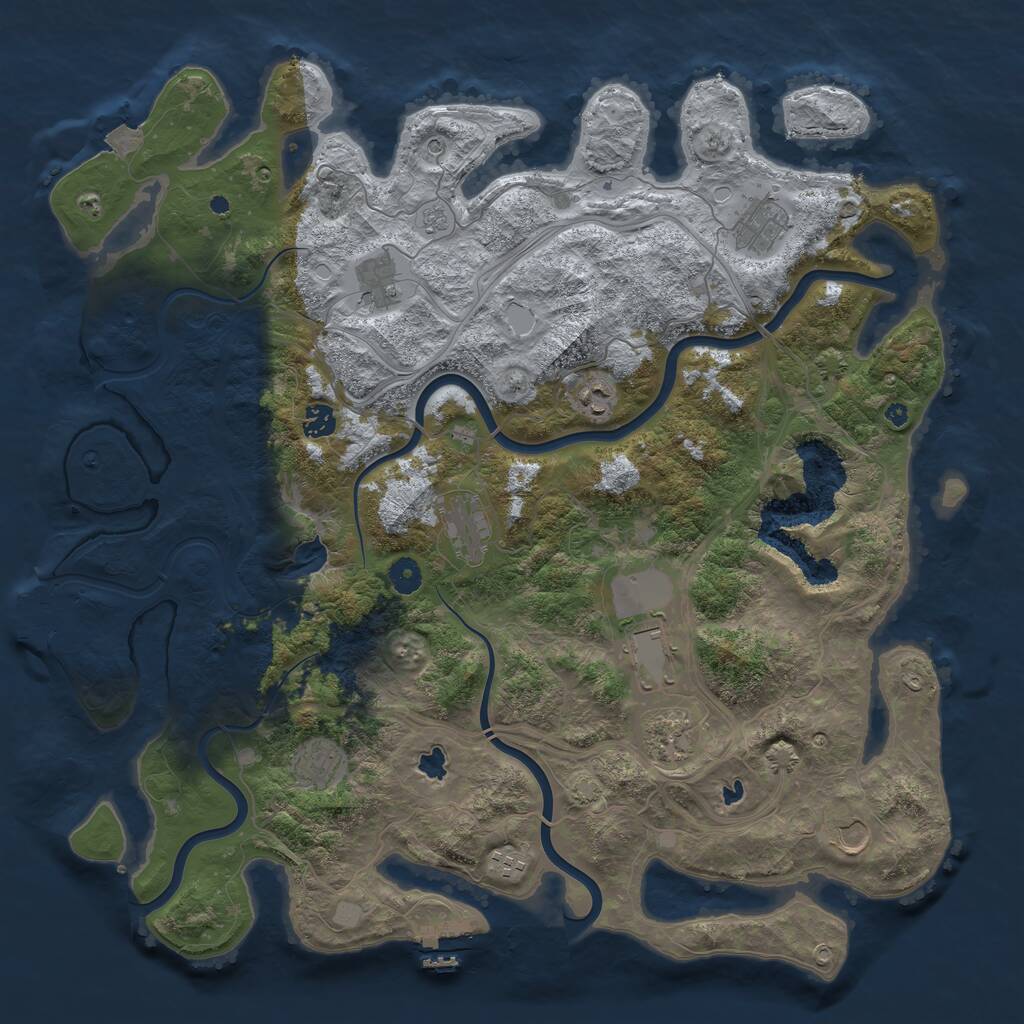 Rust Map: Procedural Map, Size: 4500, Seed: 1103519464, 16 Monuments