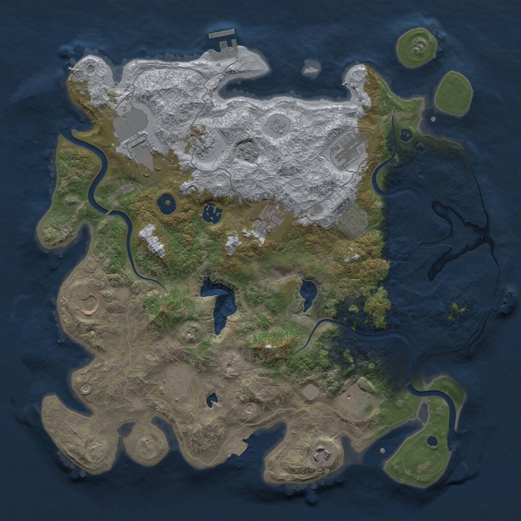 Rust Map: Procedural Map, Size: 4000, Seed: 132314498, 17 Monuments