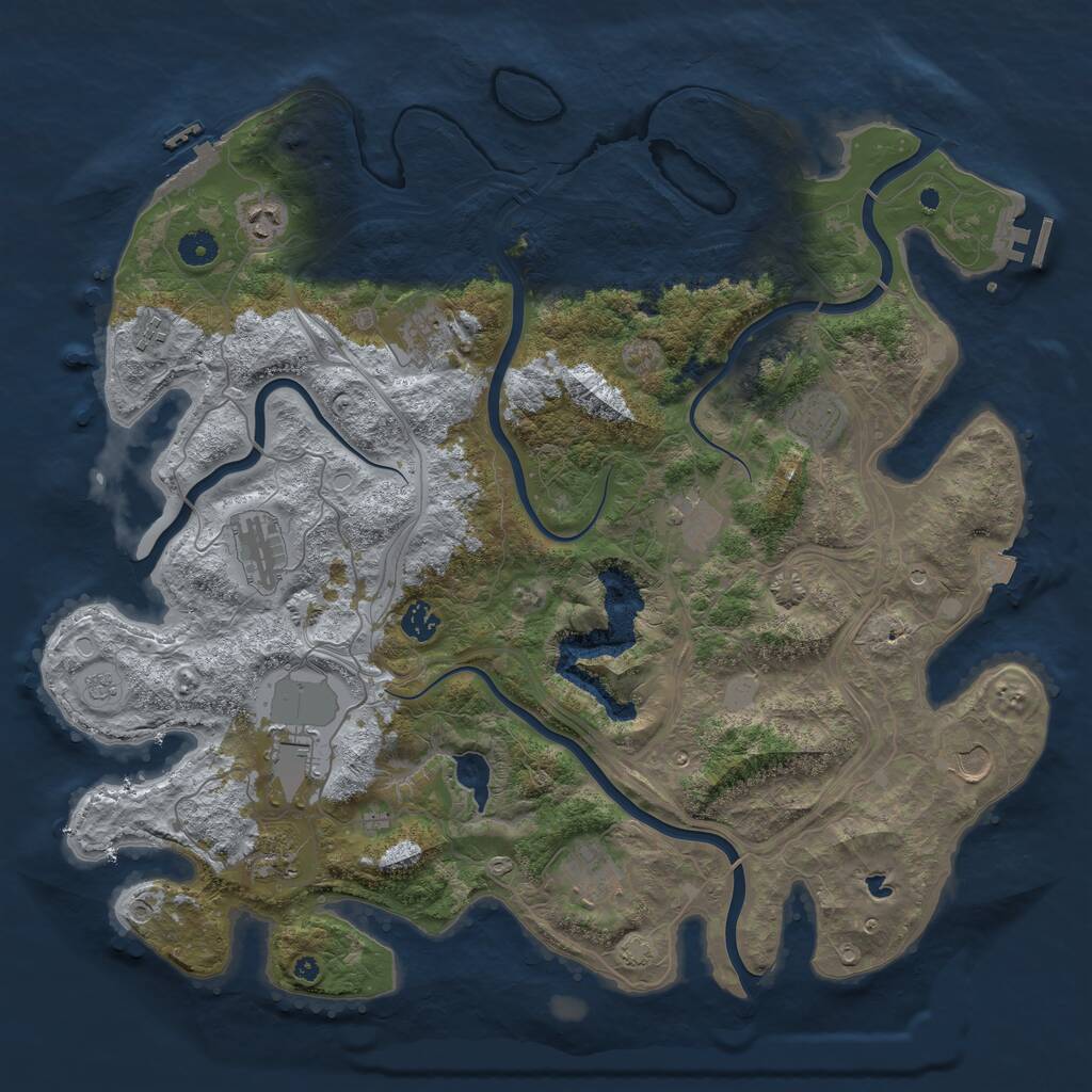 Rust Map: Procedural Map, Size: 4400, Seed: 696780051, 17 Monuments