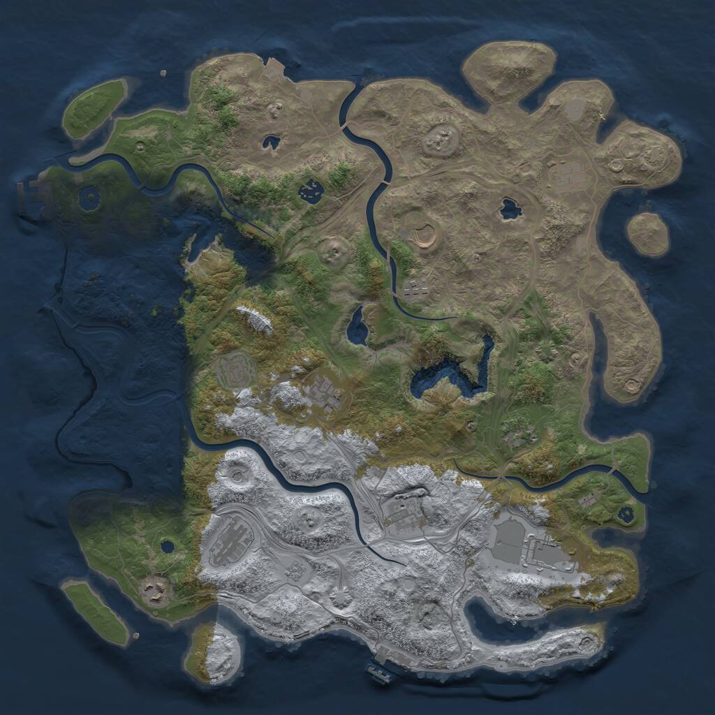 Rust Map: Procedural Map, Size: 4500, Seed: 273679704, 17 Monuments