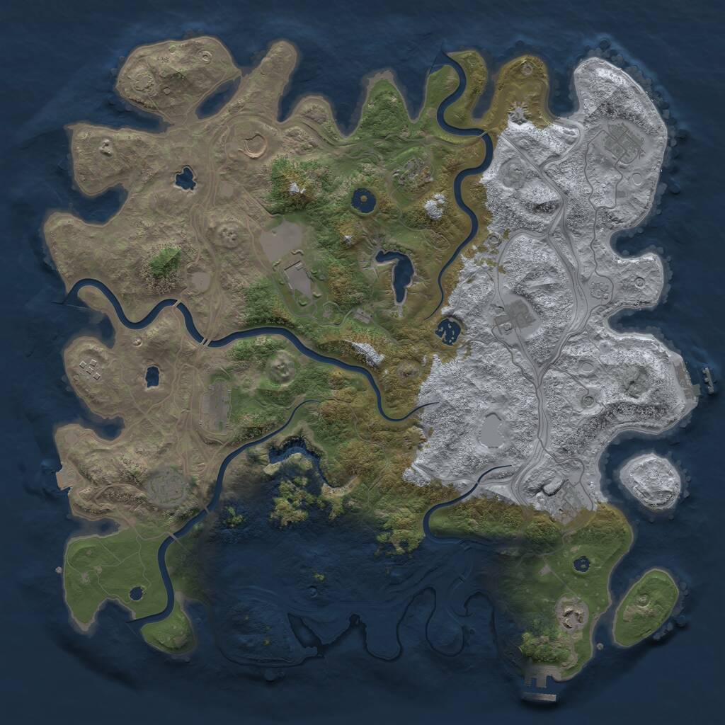 Rust Map: Procedural Map, Size: 4500, Seed: 563257470, 17 Monuments